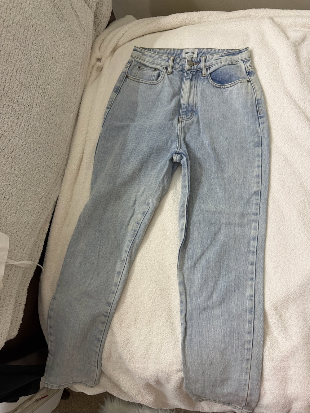 Rhythm High-Rise Light Wash Straight Jeans